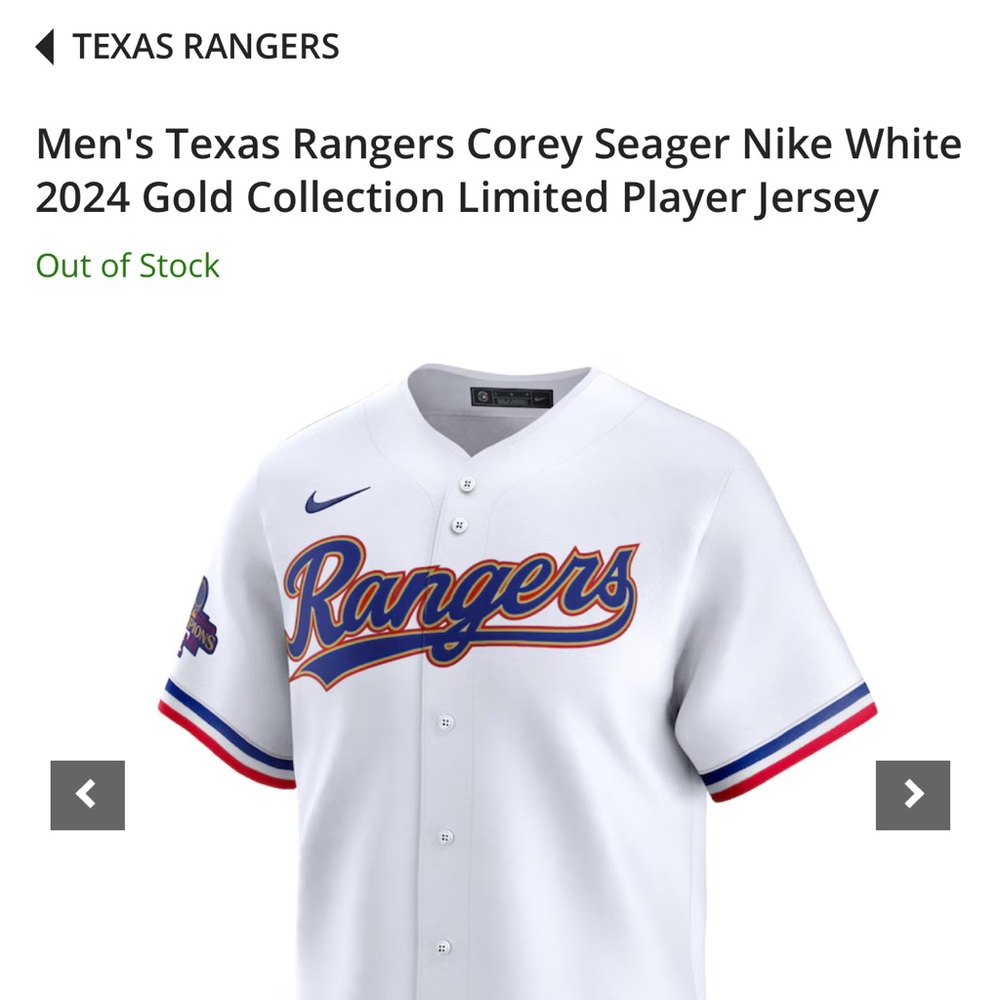 Men's Texas Rangers Corey Seager Jersey - 4XL.SOLD OUT.Nike White 2024-Gold